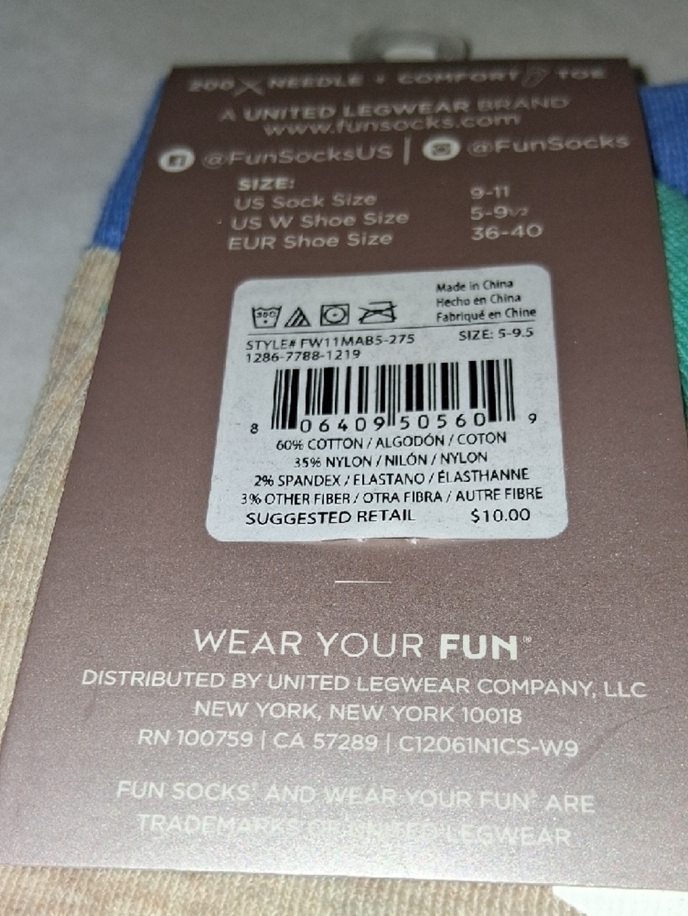 Womens FUN SOCKS lot of 10 Pair By United Legwear - Picture 7 of 7